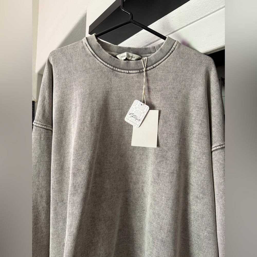 Free People Falling Forward Crewneck Sweatshirt XL Gray Oversized Pullover - Picture 5 of 12